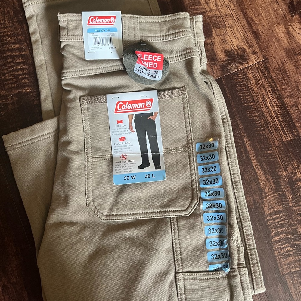 Coleman Men's Khaki Fleece-Lined Work Chinos - Tan